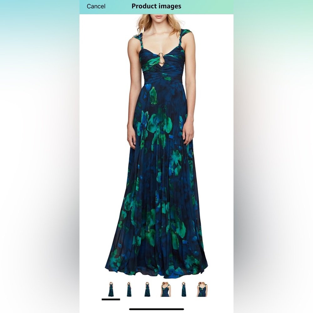 AMUR Blue and Green Maxi Sundress with Sweetheart Neckline